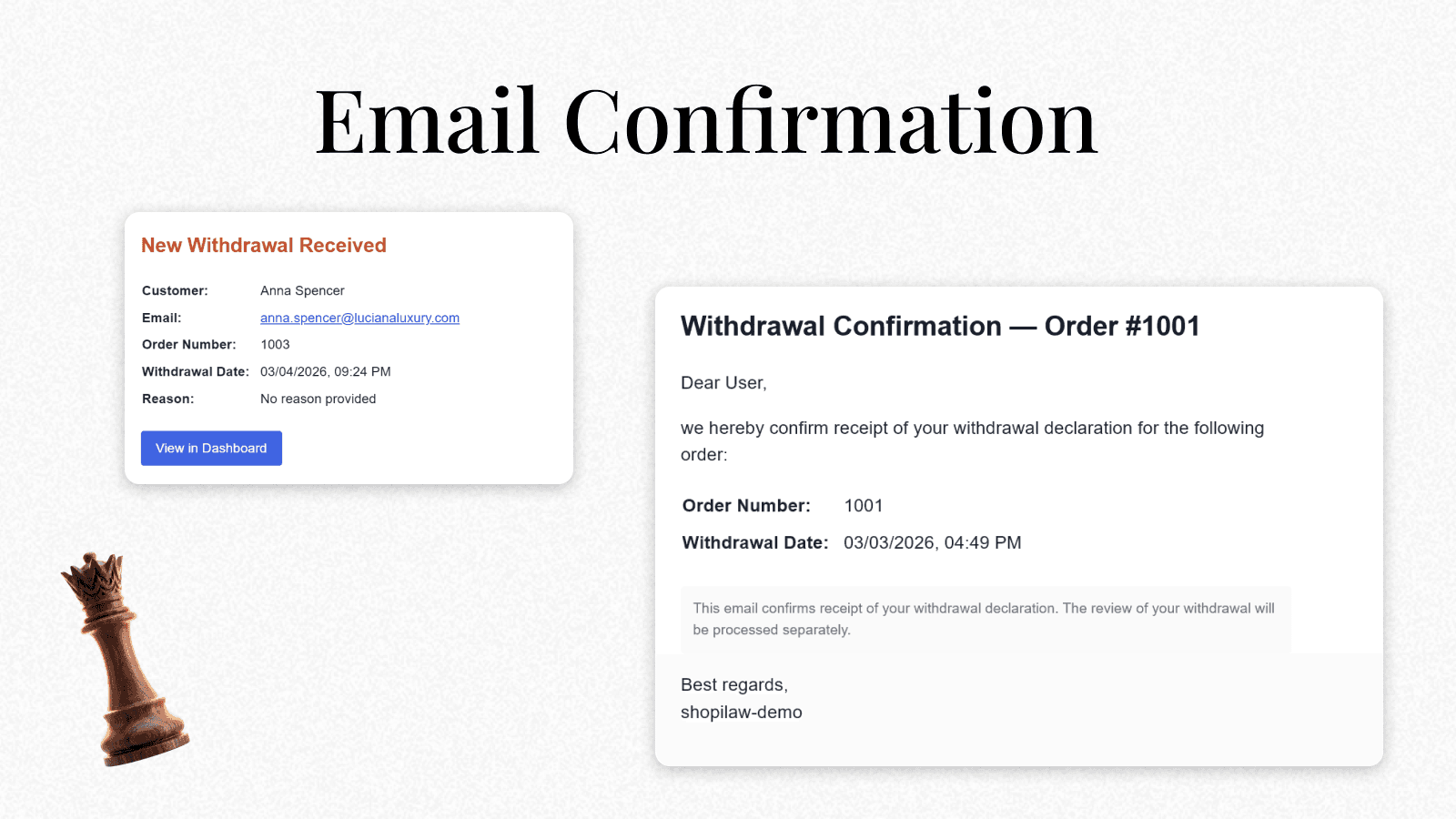 Shopilaw dashboard — manage withdrawals with status tracking and export